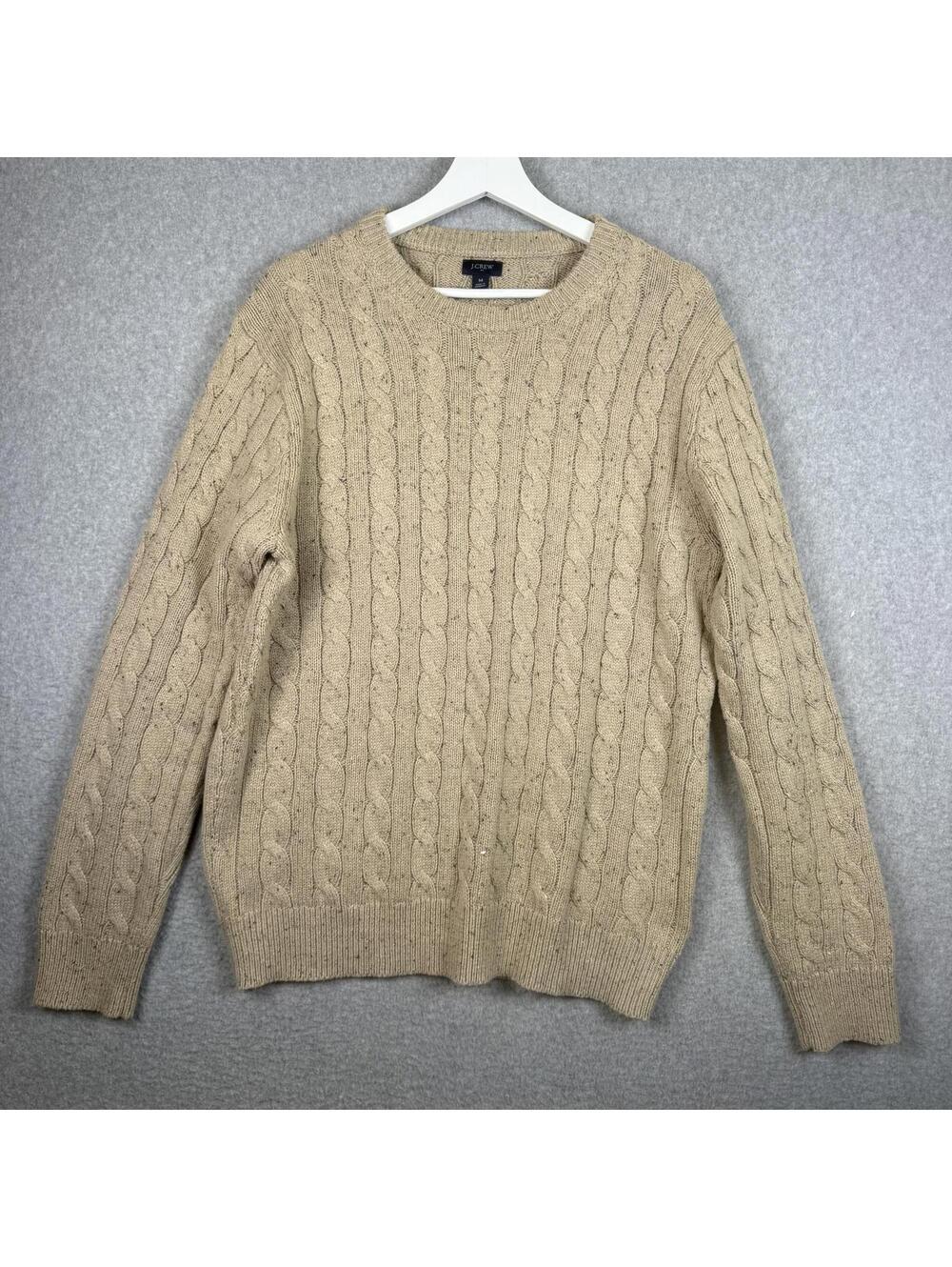 J. Crew Men's Size Medium Brown Cable Knit Acrylic Pullover Sweater Crewneck